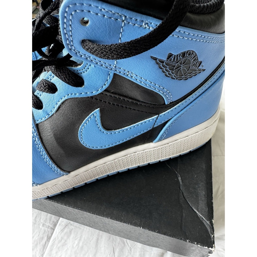 Nike Air Jordan 1 Youth Mid retro BB Sneakers University Blue Black Size 7 EUC - Picture 5 of 10